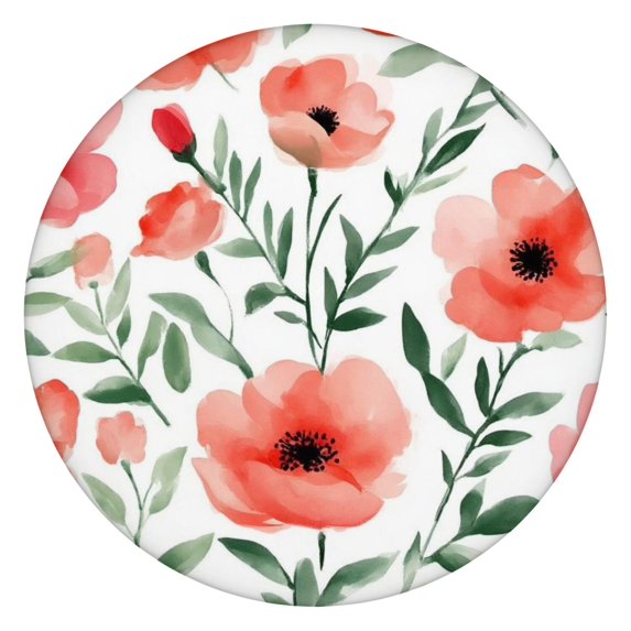 Pioneer Flower Floral Print Pattern Round Fitted Tablecloth with Elastic Edge,Dining Table Cover Waterproof,Outdoor Round Tablecloth for Camping,Dining,Indoor and Outdoor