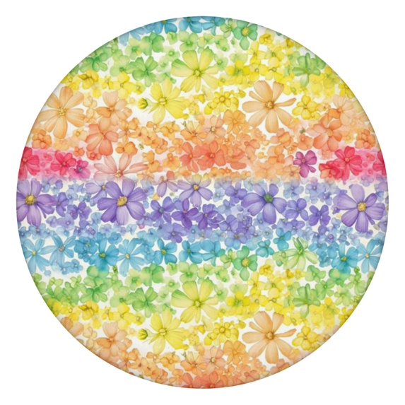 Pioneer Flower Floral Print Pattern Round Fitted Tablecloth with Elastic Edge,Dining Table Cover Waterproof,Outdoor Round Tablecloth for Camping,Dining,Indoor and Outdoor