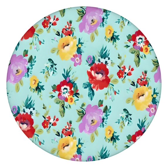 Pioneer Flower Floral Print Pattern Round Fitted Tablecloth with Elastic Edge,Dining Table Cover Waterproof,Outdoor Round Tablecloth for Camping,Dining,Indoor and Outdoor