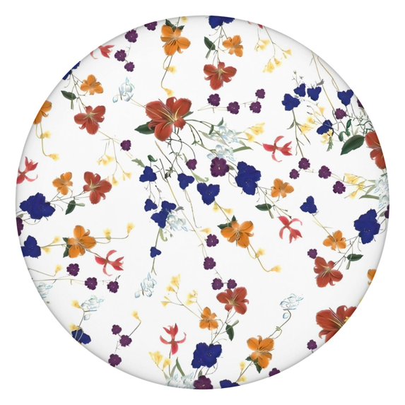 Pioneer Flower Floral Print Pattern Round Fitted Tablecloth with Elastic Edge,Dining Table Cover Waterproof,Outdoor Round Tablecloth for Camping,Dining,Indoor and Outdoor