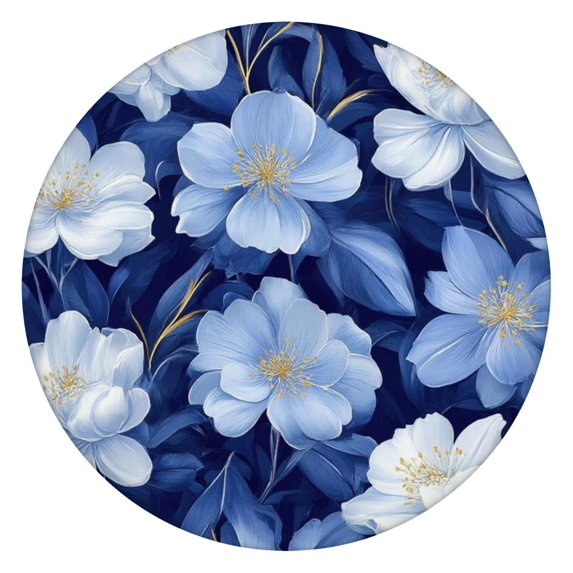 Pioneer Flower Floral Print Pattern Round Fitted Tablecloth with Elastic Edge,Dining Table Cover Waterproof,Outdoor Round Tablecloth for Camping,Dining,Indoor and Outdoor