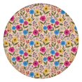 thumbnail image 1 of Pioneer Flower Floral Print Pattern Round Fitted Tablecloth with Elastic Edge, Waterproof Dining Table Cover for Indoor Outdoor Camping and Daily Use, 1 of 6