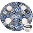 thumbnail image 1 of Pioneer Flower Floral Print Pattern Round Fitted Tablecloth with Elastic Edge, Waterproof Dining Table Cover for Indoor Outdoor Camping and Daily Use, 1 of 6