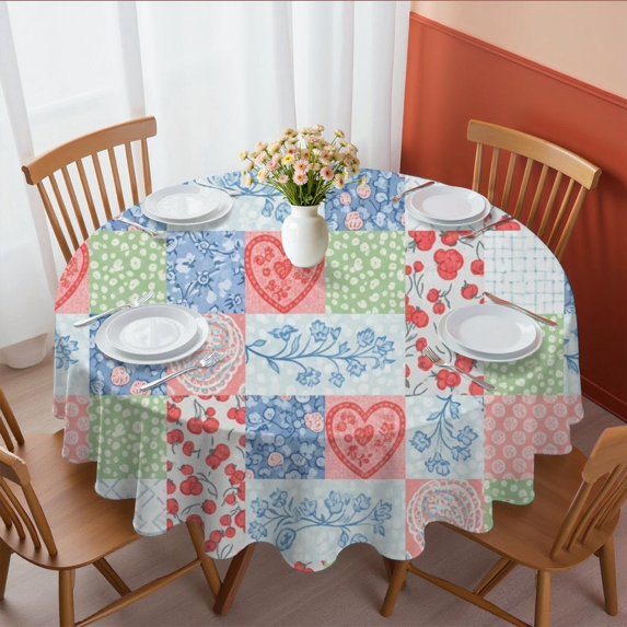 Pioneer Flower Floral Print Pattern Round Tablecloth 60 X 60 Inch, Wrinkle Resistant Wipeable Table Cloth for Kitchen Dining Picnic Patio Party