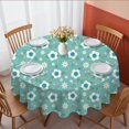 thumbnail image 1 of Pioneer Flower Floral Print Pattern Round Tablecloth 60 X 60 Inch, Wrinkle Resistant Wipeable Table Cloth for Kitchen Dining Picnic Patio Party, 1 of 6