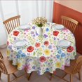 thumbnail image 1 of Pioneer Flower Floral Print Pattern Round Tablecloth 60 X 60 Inch, Wrinkle Resistant Wipeable Table Cloth for Kitchen Dining Picnic Patio Party, 1 of 6