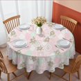 thumbnail image 1 of Pioneer Flower Floral Print Pattern Round Tablecloth 60 X 60 Inch, Wrinkle Resistant Wipeable Table Cloth for Kitchen Dining Picnic Patio Party, 1 of 6