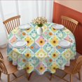 thumbnail image 1 of Pioneer Flower Floral Print Pattern Round Tablecloth 60 X 60 Inch, Wrinkle Resistant Wipeable Table Cloth for Kitchen Dining Picnic Patio Party, 1 of 6