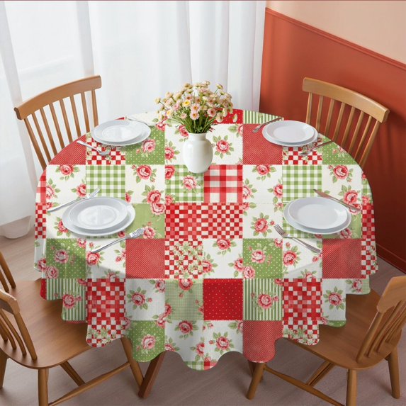 Pioneer Flower Floral Print Pattern Round Tablecloth 60 X 60 Inch, Wrinkle Resistant Wipeable Table Cloth for Kitchen Dining Picnic Patio Party