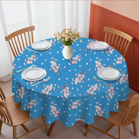 Pioneer Flower Floral Print Pattern Round Tablecloth 60 X 60 Inch, Wrinkle Resistant Wipeable Table Cloth for Kitchen Dining Picnic Patio Party