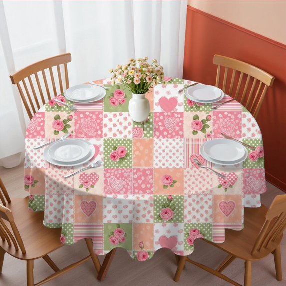 Pioneer Flower Floral Print Pattern Round Tablecloth 60 X 60 Inch, Wrinkle Resistant Wipeable Table Cloth for Kitchen Dining Picnic Patio Party