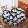 thumbnail image 1 of Pioneer Flower Floral Print Pattern Round Tablecloth 60 X 60 Inch, Wrinkle Resistant Wipeable Table Cloth for Kitchen Dining Picnic Patio Party, 1 of 6