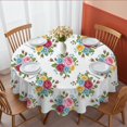 thumbnail image 1 of Pioneer Flower Floral Print Pattern Round Tablecloth 60 X 60 Inch, Wrinkle Resistant Wipeable Table Cloth for Kitchen Dining Picnic Patio Party, 1 of 6