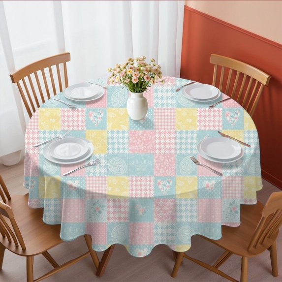 Pioneer Flower Floral Print Pattern Round Tablecloth 60 X 60 Inch, Wrinkle Resistant Wipeable Table Cloth for Kitchen Dining Picnic Patio Party