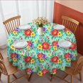 thumbnail image 1 of Pioneer Flower Floral Print Pattern Round Tablecloth 60 X 60 Inch, Wrinkle Resistant Wipeable Table Cloth for Kitchen Dining Picnic Patio Party, 1 of 6