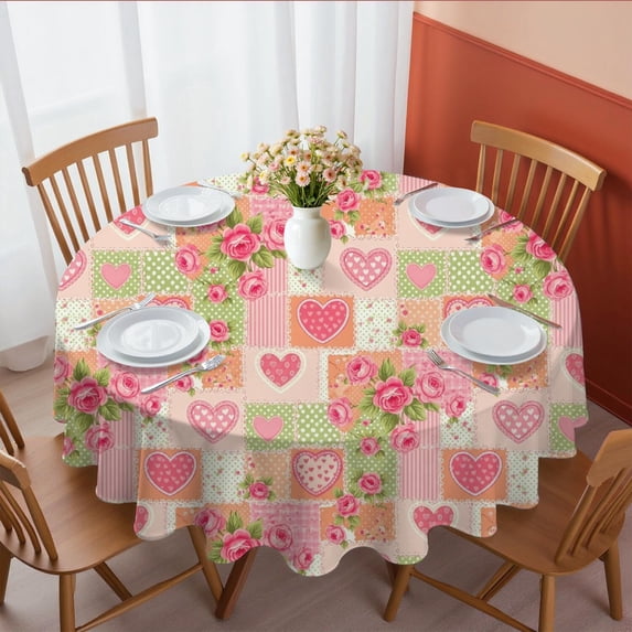 Pioneer Flower Floral Print Pattern Round Tablecloth 60 X 60 Inch, Wrinkle Resistant Wipeable Table Cloth for Kitchen Dining Picnic Patio Party