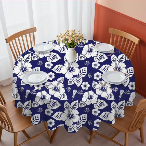 Pioneer Flower Floral Print Pattern Round Tablecloth 60 X 60 Inch, Wrinkle Resistant Wipeable Table Cloth for Kitchen Dining Picnic Patio Party