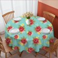 thumbnail image 1 of Pioneer Flower Floral Print Pattern Round Tablecloth 60 X 60 Inch, Wrinkle Resistant Wipeable Table Cloth for Kitchen Dining Picnic Patio Party, 1 of 6