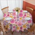 thumbnail image 1 of Pioneer Flower Floral Print Pattern Round Tablecloth 60 X 60 Inch, Wrinkle Resistant Wipeable Table Cloth for Kitchen Dining Picnic Patio Party, 1 of 6