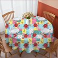 thumbnail image 1 of Pioneer Flower Floral Print Pattern Round Tablecloth 60"x60", Wrinkle Resistant Wipeable Table Cover for Kitchen Dining Room Picnic Patio and Party, 1 of 4