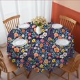 thumbnail image 1 of Pioneer Flower Floral Print Pattern Round Tablecloth 60"x60", Wrinkle Resistant Wipeable Table Cover for Kitchen Dining Room Picnic Patio and Party, 1 of 6