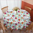 thumbnail image 1 of Pioneer Flower Floral Print Pattern Round Tablecloth 60"x60", Wrinkle Resistant Wipeable Table Cover for Kitchen Dining Room Picnic Patio and Party, 1 of 2