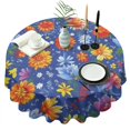 thumbnail image 1 of Pioneer Flower Floral Print Pattern Round Tablecloth 60"x60",Wrinkle Wipeable Table Cloth for Kitchen Dining Room Picnic Patio Party, 1 of 6