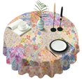 thumbnail image 1 of Pioneer Flower Floral Print Pattern Round Tablecloth 60"x60",Wrinkle Wipeable Table Cloth for Kitchen Dining Room Picnic Patio Party, 1 of 6