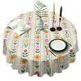 thumbnail image 1 of Pioneer Flower Floral Print Pattern Round Tablecloth 60"x60",Wrinkle Wipeable Table Cloth for Kitchen Dining Room Picnic Patio Party, 1 of 6