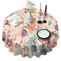 Pioneer Flower Floral Print Pattern Round Tablecloth 60"x60",Wrinkle Wipeable Table Cloth for Kitchen Dining Room Picnic Patio Party