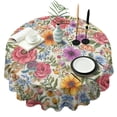 thumbnail image 1 of Pioneer Flower Floral Print Pattern Round Tablecloth 60"x60",Wrinkle Wipeable Table Cloth for Kitchen Dining Room Picnic Patio Party, 1 of 6