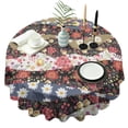 thumbnail image 1 of Pioneer Flower Floral Print Pattern Round Tablecloth 60"x60",Wrinkle Wipeable Table Cloth for Kitchen Dining Room Picnic Patio Party, 1 of 6