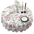 thumbnail image 1 of Pioneer Flower Floral Print Pattern Round Tablecloth 60"x60",Wrinkle Wipeable Table Cloth for Kitchen Dining Room Picnic Patio Party, 1 of 6