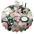 thumbnail image 1 of Pioneer Flower Floral Print Pattern Round Tablecloth 60"x60",Wrinkle Wipeable Table Cloth for Kitchen Dining Room Picnic Patio Party, 1 of 6
