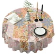 thumbnail image 1 of Pioneer Flower Floral Print Pattern Round Tablecloth 60"x60",Wrinkle Wipeable Table Cloth for Kitchen Dining Room Picnic Patio Party, 1 of 6