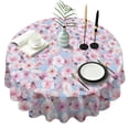 thumbnail image 1 of Pioneer Flower Floral Print Pattern Round Tablecloth 60"x60",Wrinkle Wipeable Table Cloth for Kitchen Dining Room Picnic Patio Party, 1 of 6