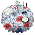 thumbnail image 1 of Pioneer Flower Floral Print Pattern Round Tablecloth 60"x60",Wrinkle Wipeable Table Cloth for Kitchen Dining Room Picnic Patio Party, 1 of 6
