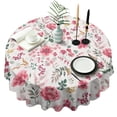 thumbnail image 1 of Pioneer Flower Floral Print Pattern Round Tablecloth 60"x60",Wrinkle Wipeable Table Cloth for Kitchen Dining Room Picnic Patio Party, 1 of 6