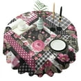 thumbnail image 1 of Pioneer Flower Floral Print Pattern Round Tablecloth 60"x60",Wrinkle Wipeable Table Cloth for Kitchen Dining Room Picnic Patio Party, 1 of 6