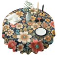 thumbnail image 1 of Pioneer Flower Floral Print Pattern Round Tablecloth 60"x60",Wrinkle Wipeable Table Cloth for Kitchen Dining Room Picnic Patio Party, 1 of 6