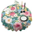 thumbnail image 1 of Pioneer Flower Floral Print Pattern Round Tablecloth 60"x60",Wrinkle Wipeable Table Cloth for Kitchen Dining Room Picnic Patio Party, 1 of 6