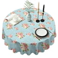 thumbnail image 1 of Pioneer Flower Floral Print Pattern Round Tablecloth 60"x60",Wrinkle Wipeable Table Cloth for Kitchen Dining Room Picnic Patio Party, 1 of 6