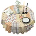 thumbnail image 1 of Pioneer Flower Floral Print Pattern Round Tablecloth 60"x60",Wrinkle Wipeable Table Cloth for Kitchen Dining Room Picnic Patio Party, 1 of 6
