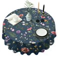 thumbnail image 1 of Pioneer Flower Floral Print Pattern Round Tablecloth 60"x60",Wrinkle Wipeable Table Cloth for Kitchen Dining Room Picnic Patio Party, 1 of 6