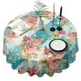 thumbnail image 1 of Pioneer Flower Floral Print Pattern Round Tablecloth 60"x60",Wrinkle Wipeable Table Cloth for Kitchen Dining Room Picnic Patio Party, 1 of 6