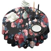 Pioneer Flower Floral Print Pattern Round Tablecloth 60"x60",Wrinkle Wipeable Table Cloth for Kitchen Dining Room Picnic Patio Party