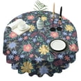 thumbnail image 1 of Pioneer Flower Floral Print Pattern Round Tablecloth 60"x60",Wrinkle Wipeable Table Cloth for Kitchen Dining Room Picnic Patio Party, 1 of 6