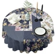 thumbnail image 1 of Pioneer Flower Floral Print Pattern Round Tablecloth 60"x60",Wrinkle Wipeable Table Cloth for Kitchen Dining Room Picnic Patio Party, 1 of 6