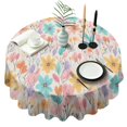 thumbnail image 1 of Pioneer Flower Floral Print Pattern Round Tablecloth 60"x60",Wrinkle Wipeable Table Cloth for Kitchen Dining Room Picnic Patio Party, 1 of 6