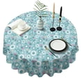 thumbnail image 1 of Pioneer Flower Floral Print Pattern Round Tablecloth 60"x60",Wrinkle Wipeable Table Cloth for Kitchen Dining Room Picnic Patio Party, 1 of 6